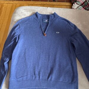 Vineyard Vines Boys Quarter Zip Up Blue Sweater